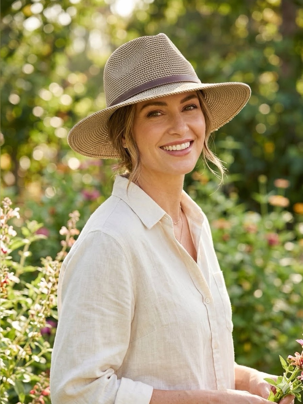 Fiesta Santa Barbra Crushable Leather Strap Garden Sun Hat Size XL So Cute 🥰